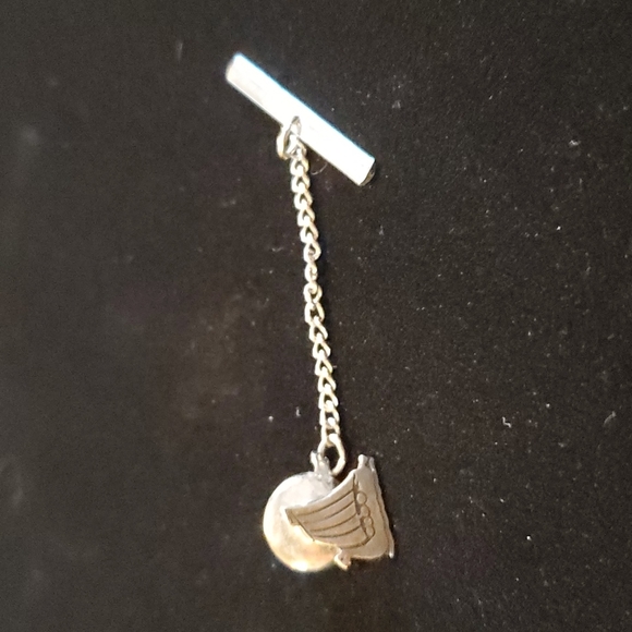Vintage Other - Vintage Sterling Silver Viking Tie Tack with Chain and Bar